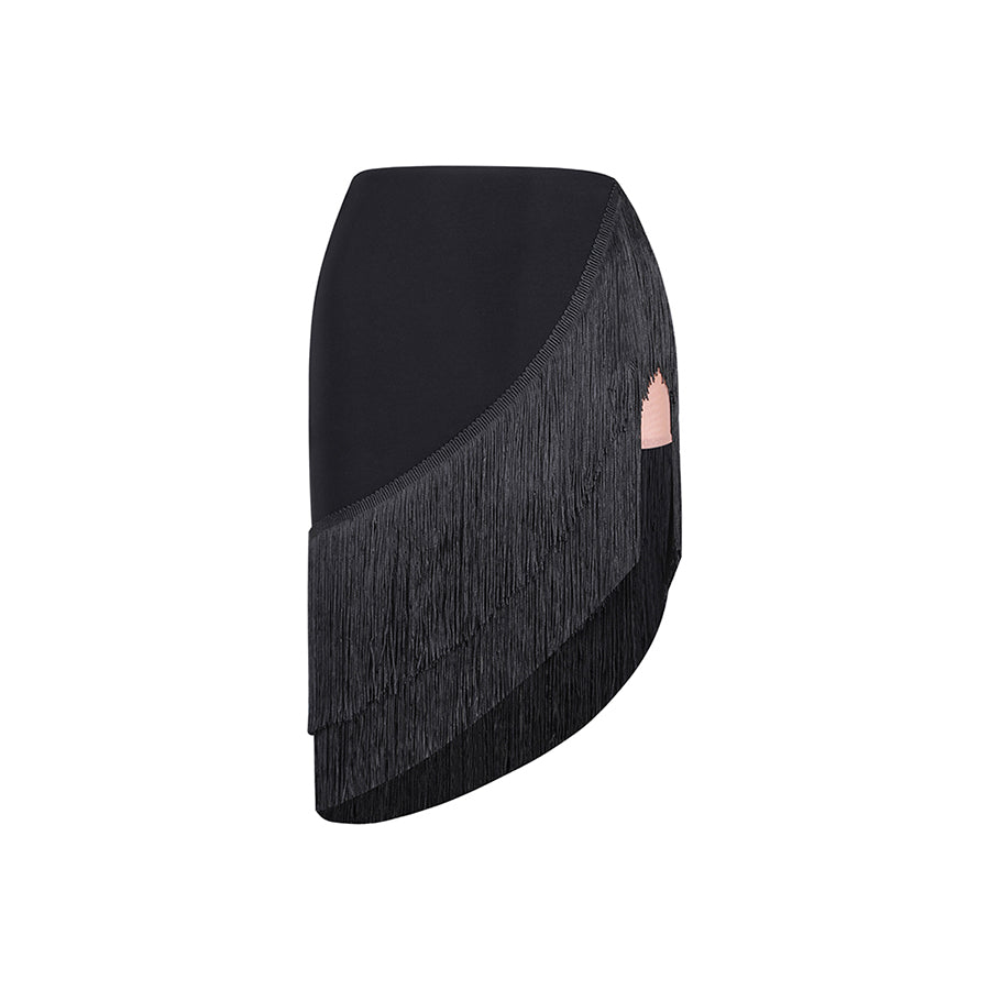 Z Girls Black Tassel Swing Dance Skirts Practice Dancewear