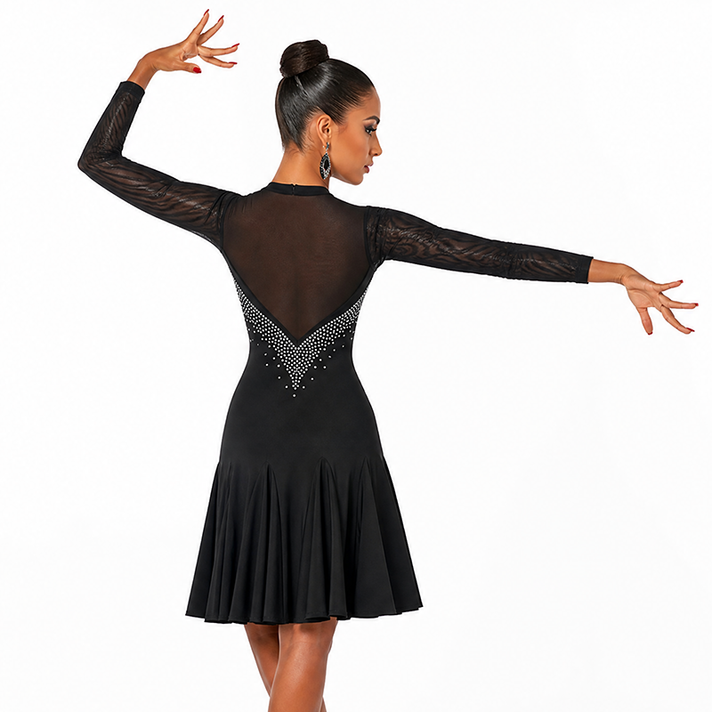 Customisable-Women's Nylons Latin Dance Dress Rumba Dance Practice Dresses Performance Dresses