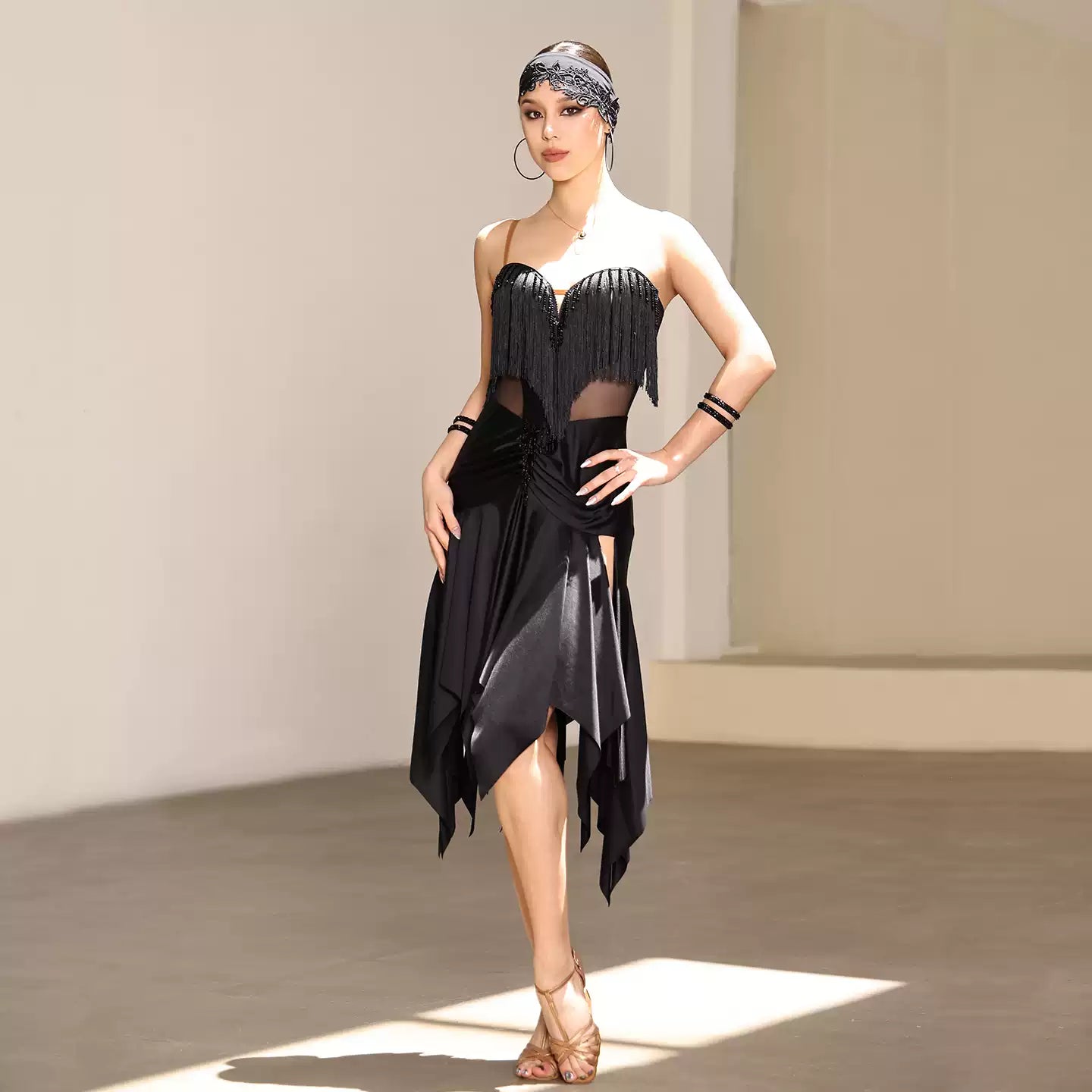 YES Women's Black Sleeveless Dress Dance Wear Training Performance Dress