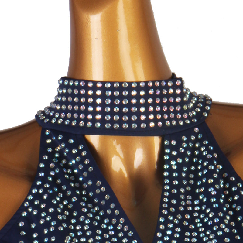 YZY Customisable Women's Navy Blue DanceWear Dance Dress Performance Wear