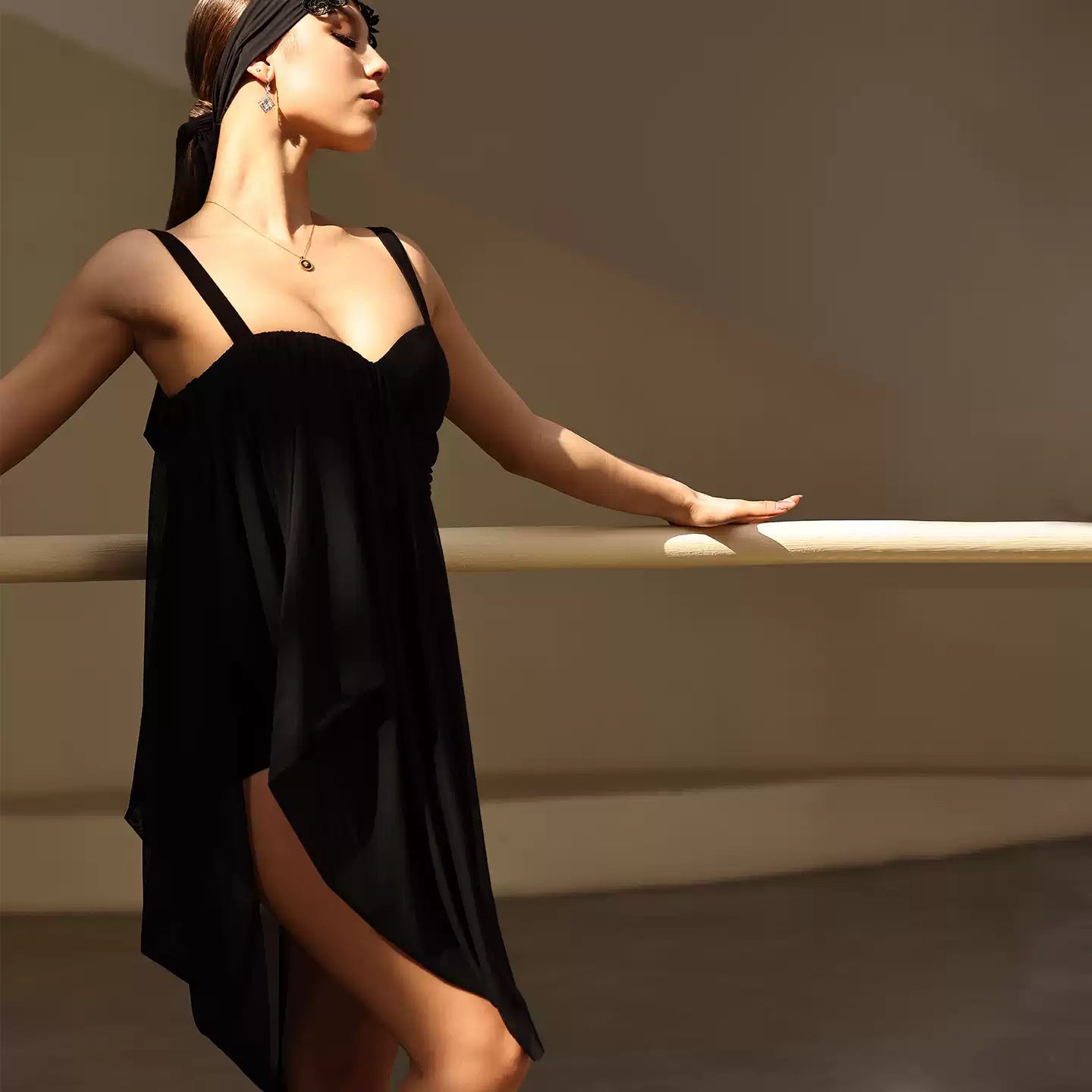 YES Women's Black Dress Dance Wear Training Performance Dress