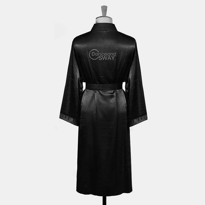 Women's Black Artificial Silk Dance Bathrobe Practice Performance Dance Wear