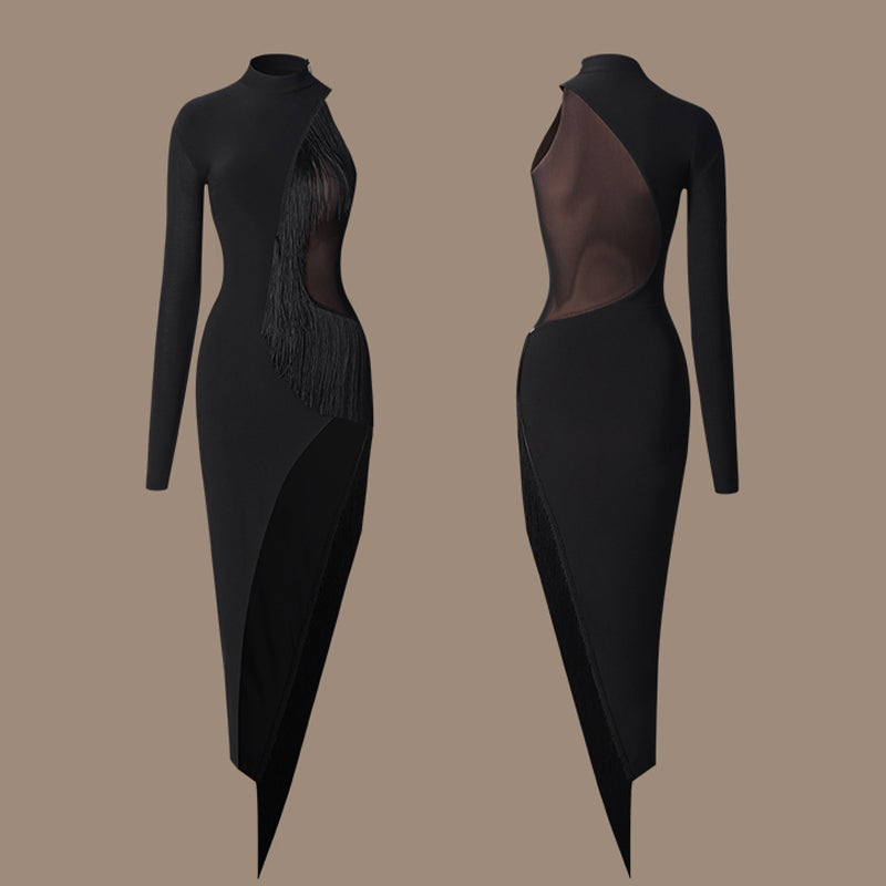 Z Women's Black One Shoulder Latin Dance Dress Dance Wear Practice Dance Wear