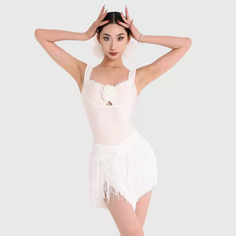 Yes Women's White Tassel Latin Dance Skirt Training Performance Skirts Dance Wear