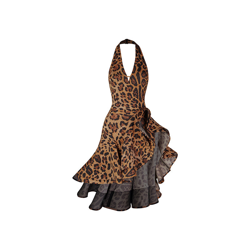 Z Girls Leopard Sleeveless Performance Dance Dresses Dancewear