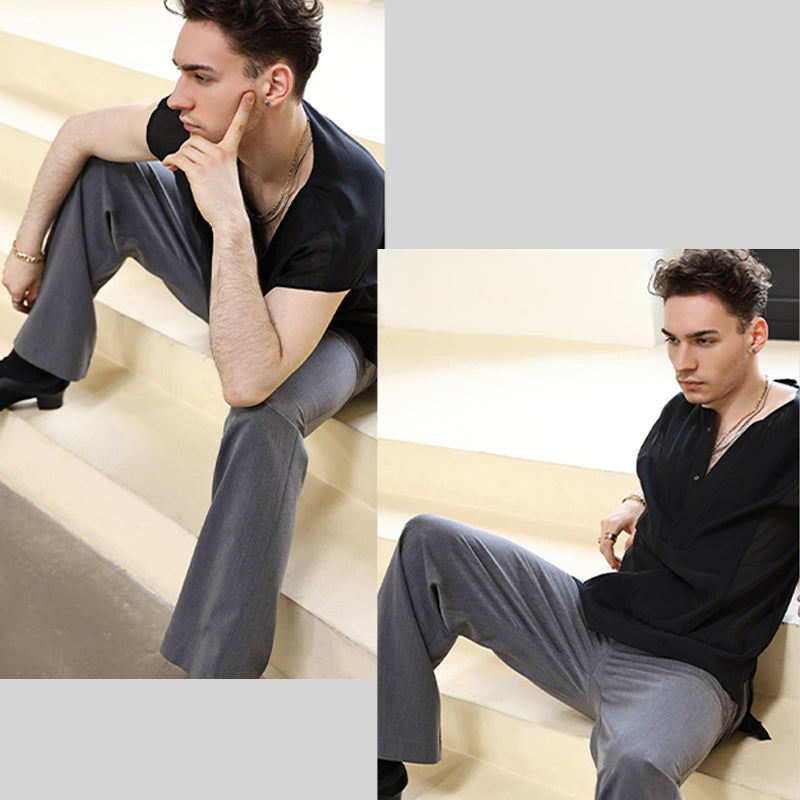 YES Men's Gray Dance Pants Latin Dance Practice Clothes
