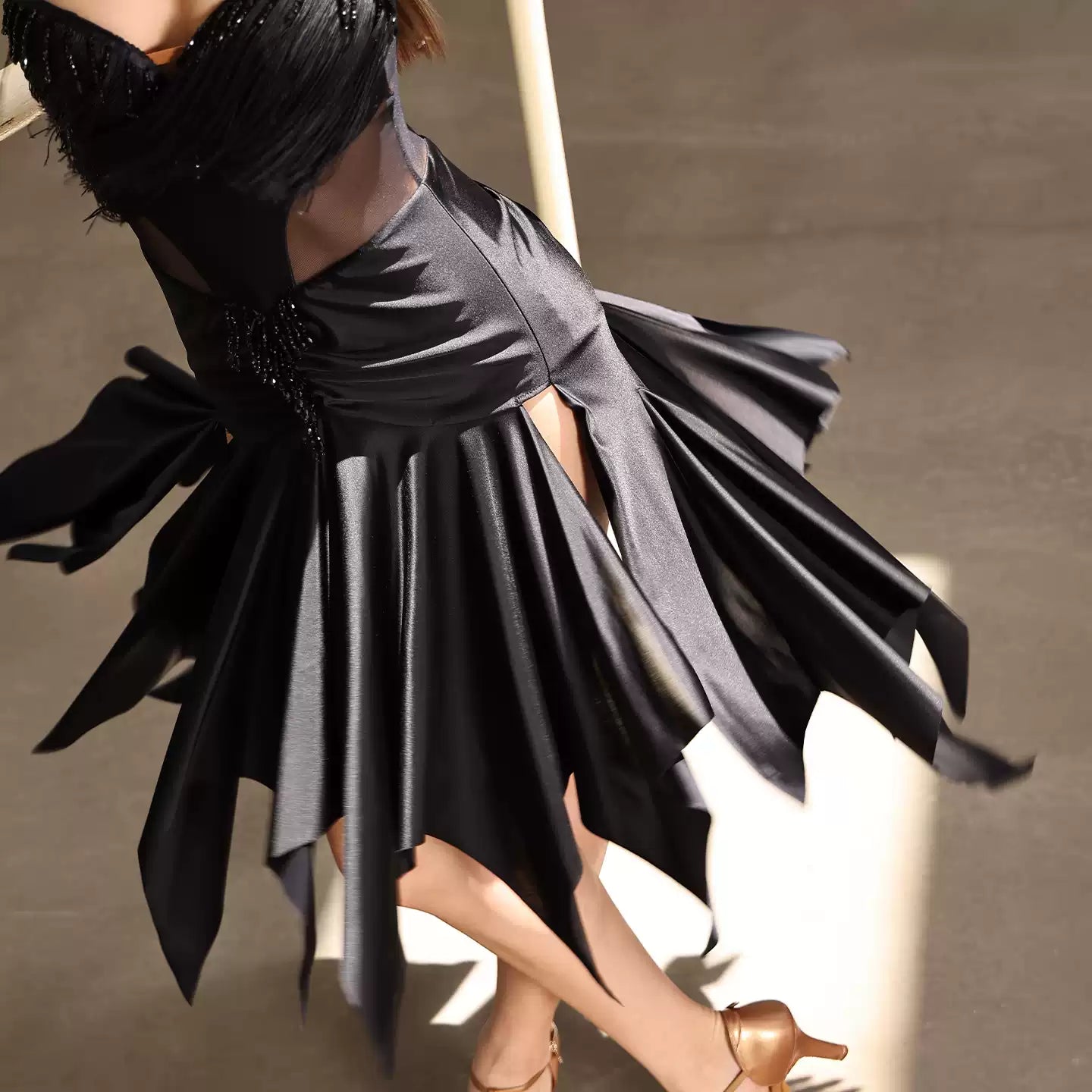 YES Women's Black Sleeveless Dress Dance Wear Training Performance Dress