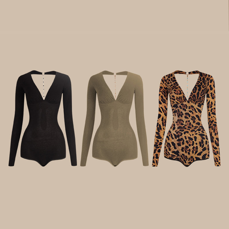 Z Women's V-Neck Long Sleeve DanceWear Bodysuit Leotards