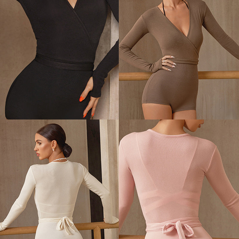 Z Women's V-Neck Long Sleeve DanceWear Bodysuit Leotards