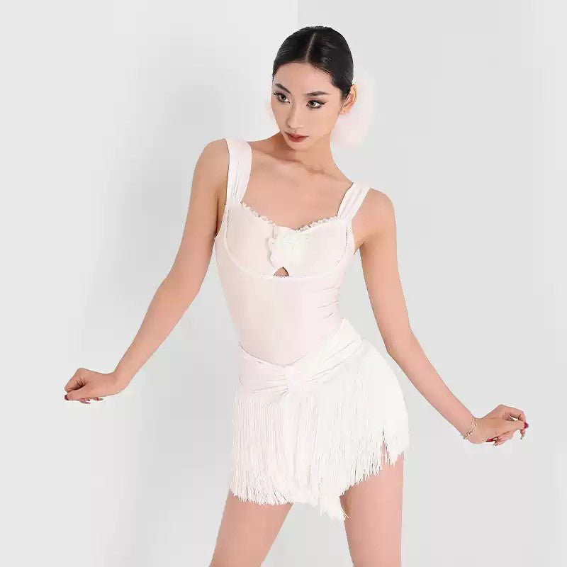 Yes Women's White Tassel Latin Dance Skirt Training Performance Skirts Dance Wear