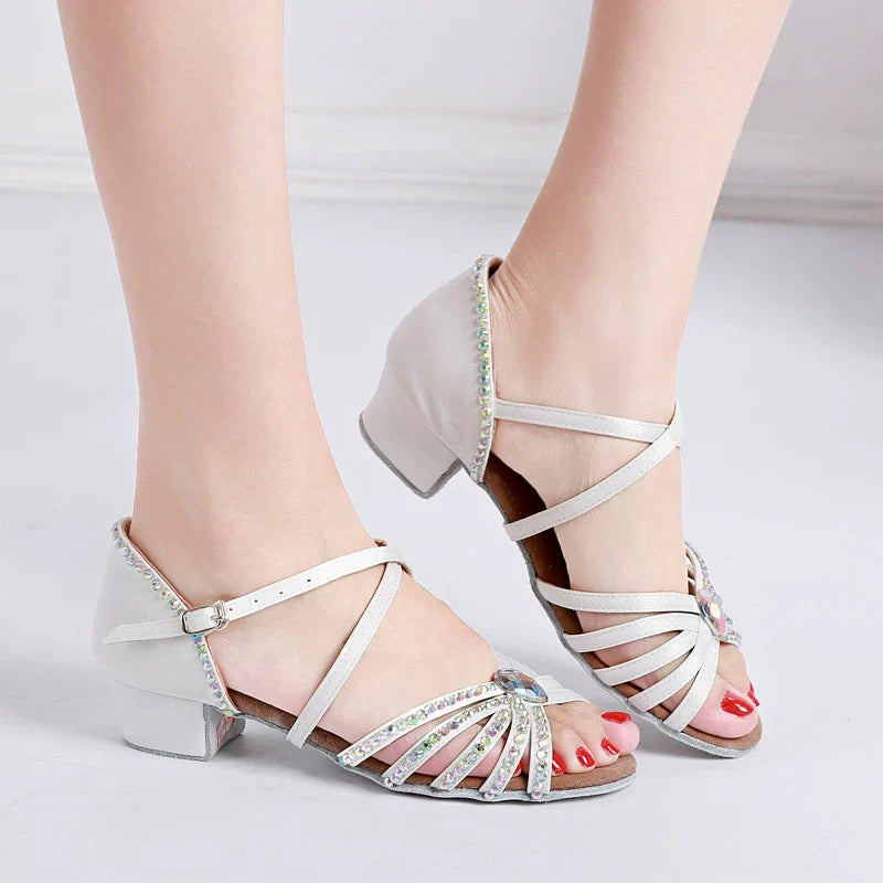 Kid's Satin 3.5cm Heel Ballroom Dance Shoes Latin Dance Shoes