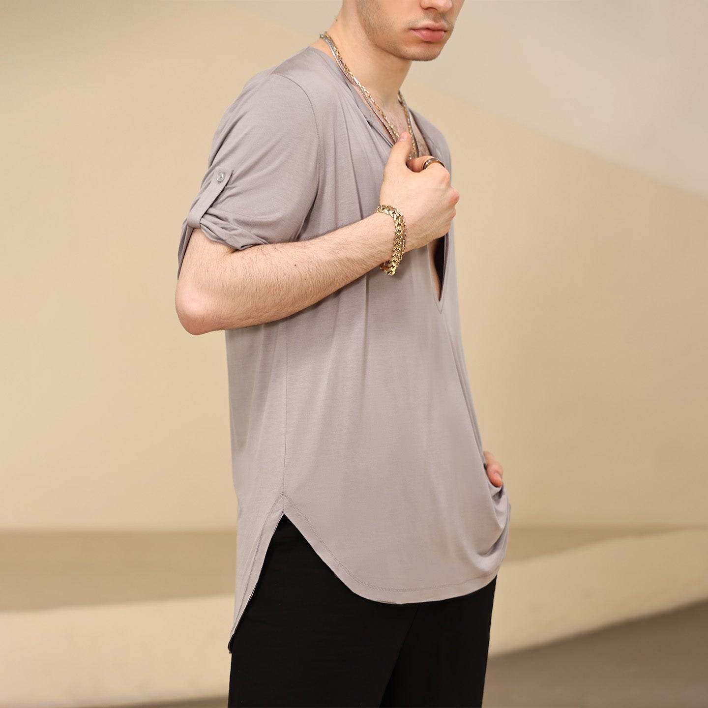 YES Men's Short Sleeves Latin Dance Tops Dance Wear