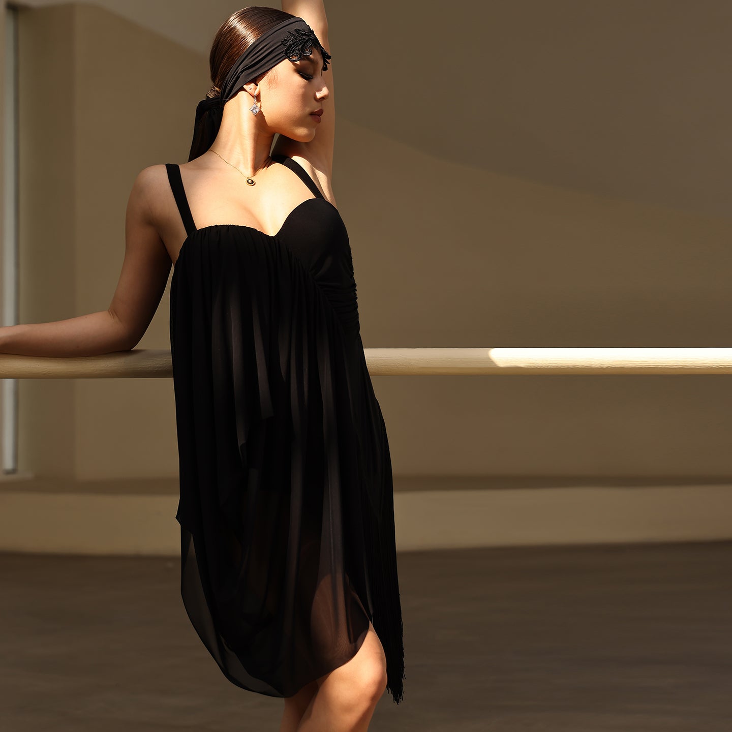 YES Women's Black Dress Dance Wear Training Performance Dress