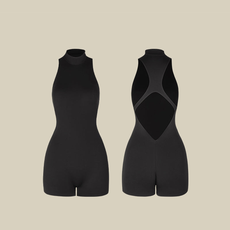 Z Women's Black Sleeveless Backless Latin Dance Wear Bodysuit