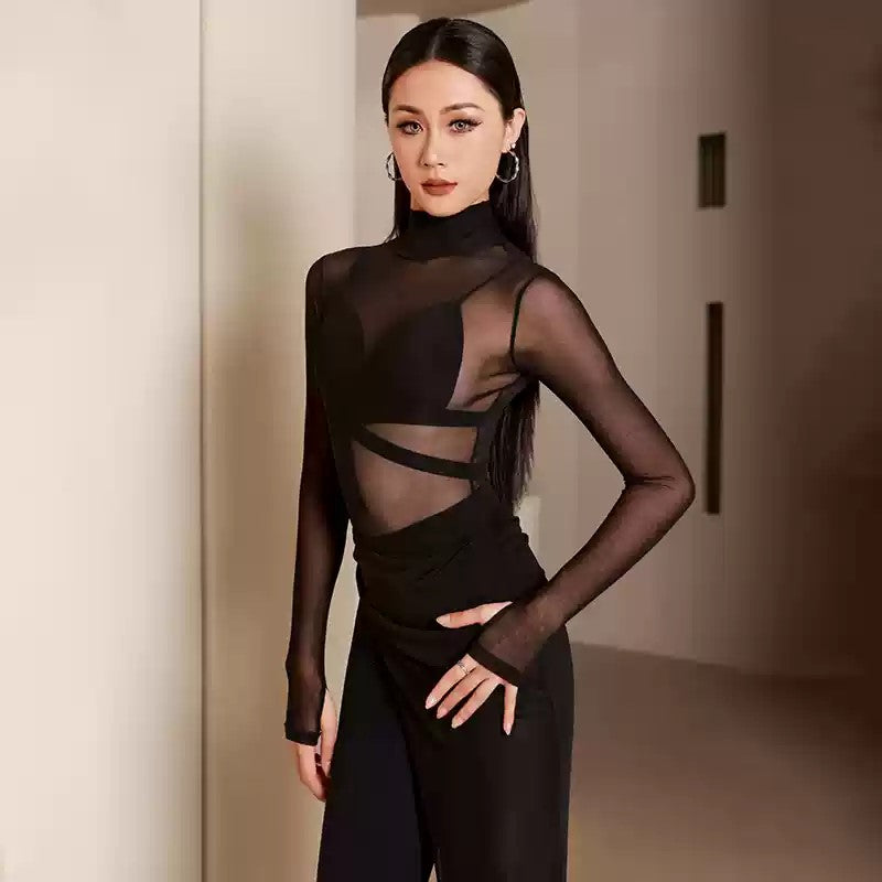 YES Women's Black Dance Wear Training Performance  Mesh Skirts