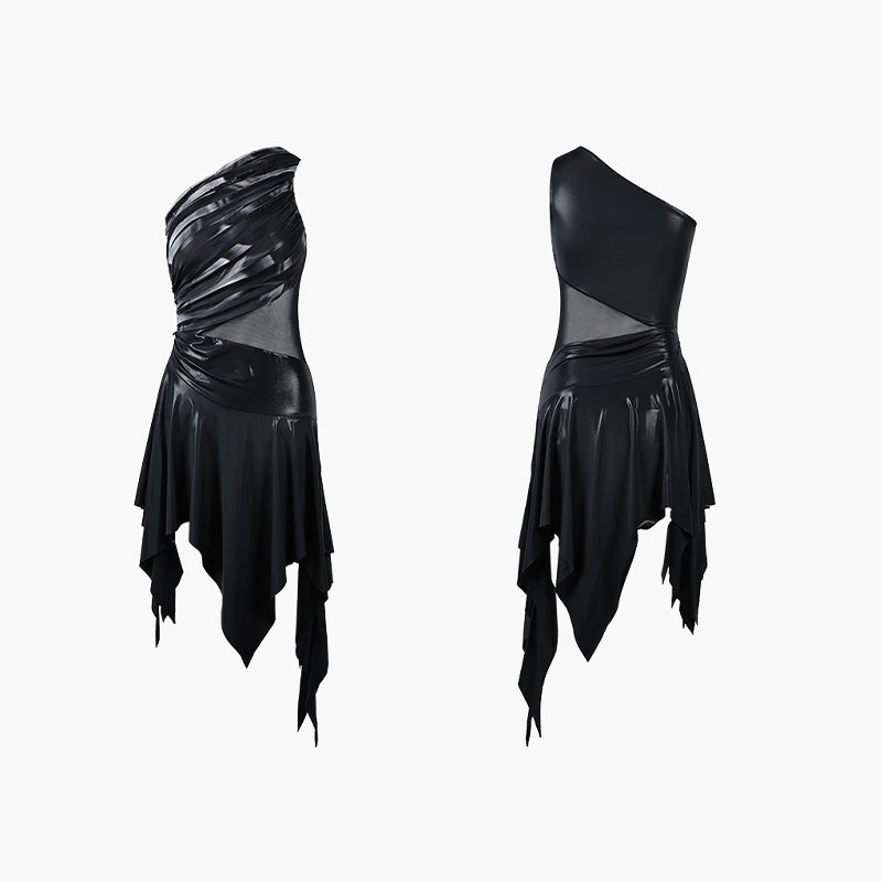 YES Women's One-Shoulder Dress Dance Wear Training Performance Dress