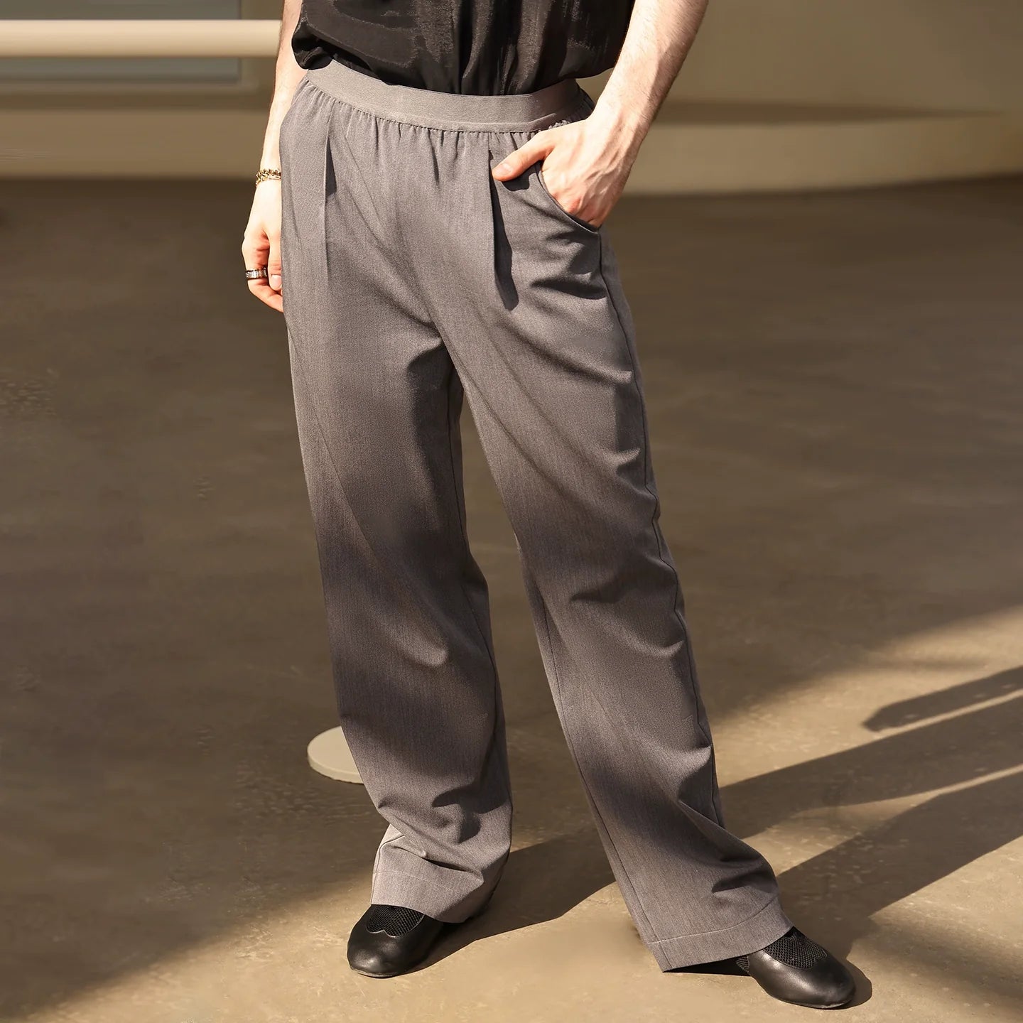 YES Men's Gray Dance Pants Latin Dance Practice Clothes