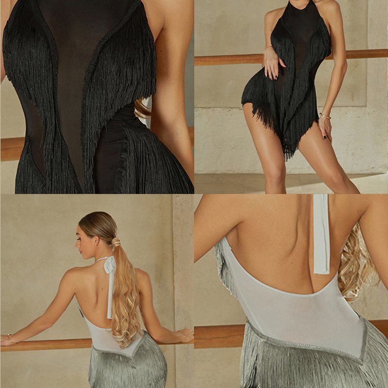 Z Women's Sleeveless Tassel Dance Dress Dance Wear Training Performance Dress