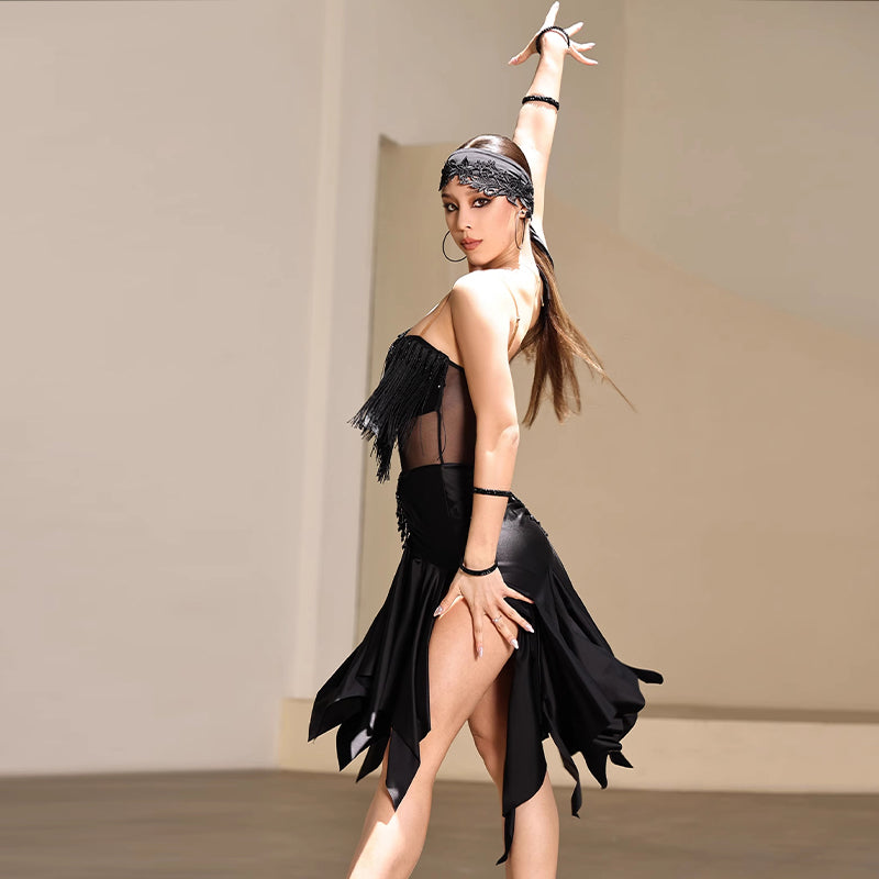 YES Women's Black Sleeveless Dress Dance Wear Training Performance Dress