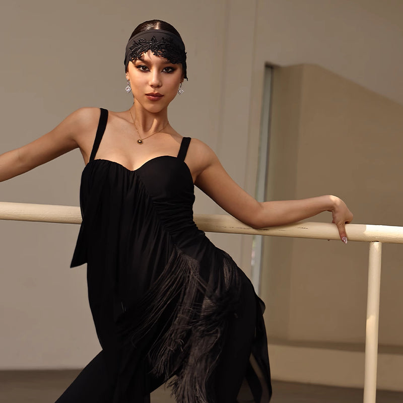 YES Women's Black Dress Dance Wear Training Performance Dress