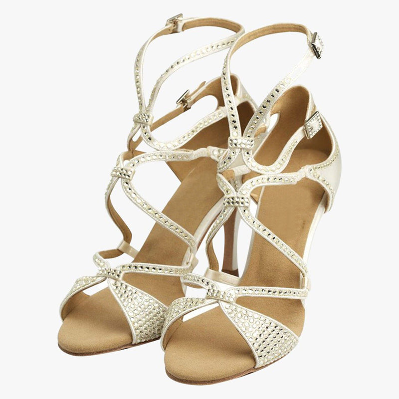DS Women's Satin Customized Heel Latin Shoes Salsa Shoes Ballroom Dance Shoes