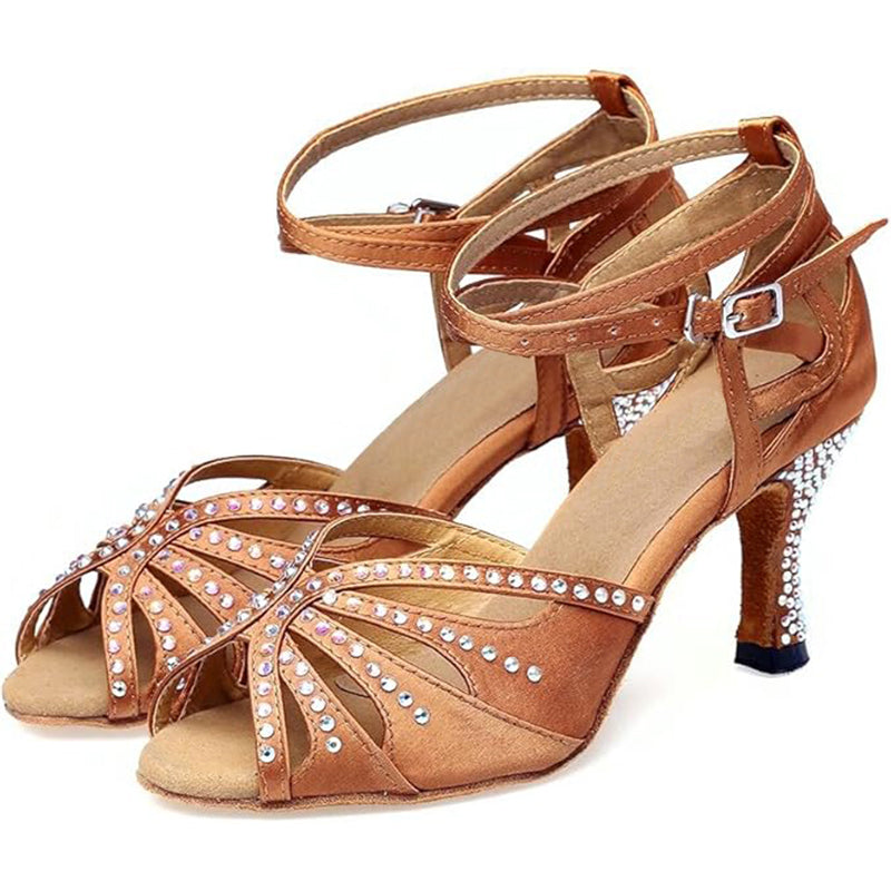 DS Women's Satin Customized Heel Ballroom Dance Shoes Latin Dance Shoes