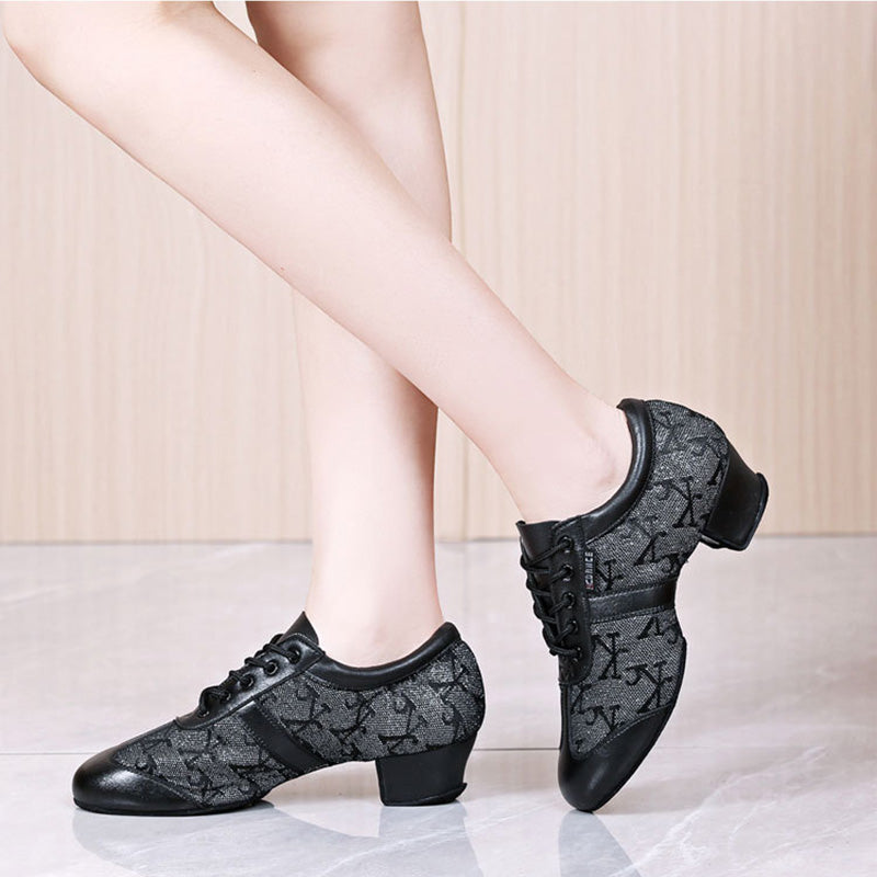 KCDANCE Women's Leatherette 3.5cm Heel With Lace-up Teaching & Practice Dance Shoes