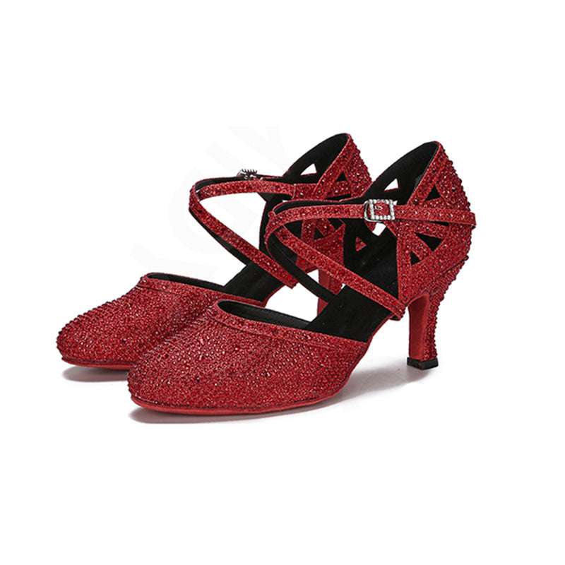 Women's Sparkling Glitter Customized Heels Ballroom Dance Shoes Modern Shoes