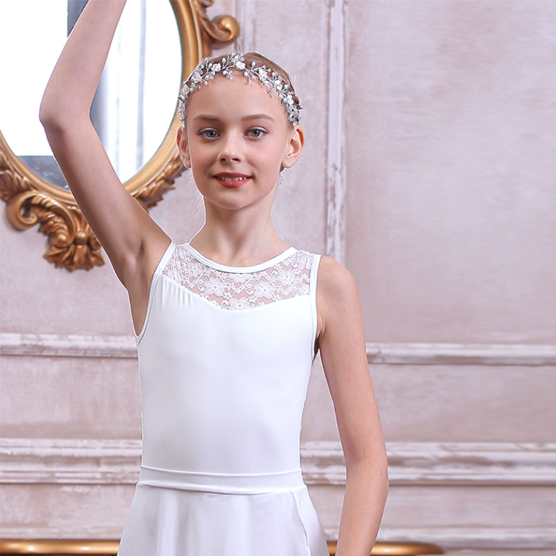 BW Girls Sleeveless Lace Tank Leotard