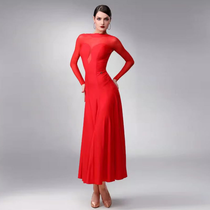 TID Customisable Women's Long Sleeve Dance Dresses Performance Competition Dancewear
