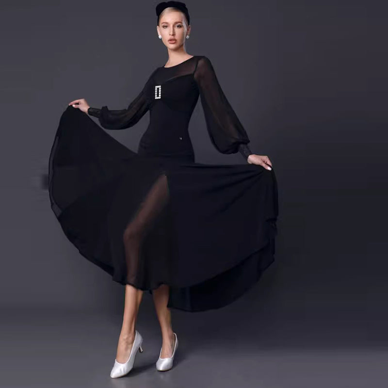 TID Customisable Women's Long Sleeve Dance Dresses Performance Competition Dancewear