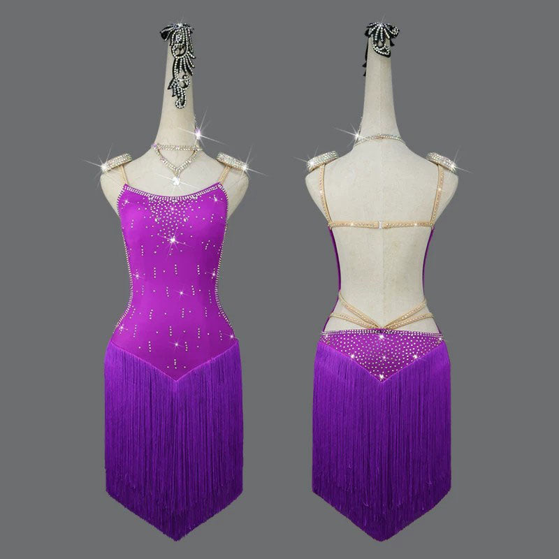 Customisable-Women's Tassel Latin Dance Dress Professional Dance Stage Performance Wear