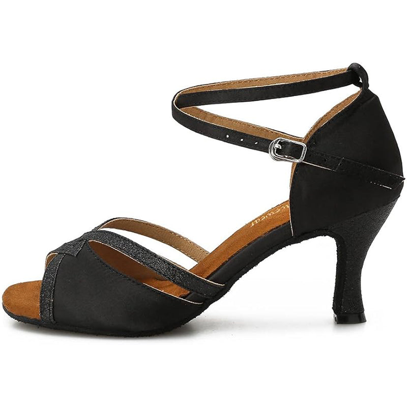 DS Women's Satin Customized Heel Ballroom Dance Shoes Latin Dance Shoes