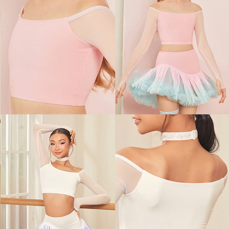 Z Girls Long Sleeve Latin Dance Practice Tops Dancewear