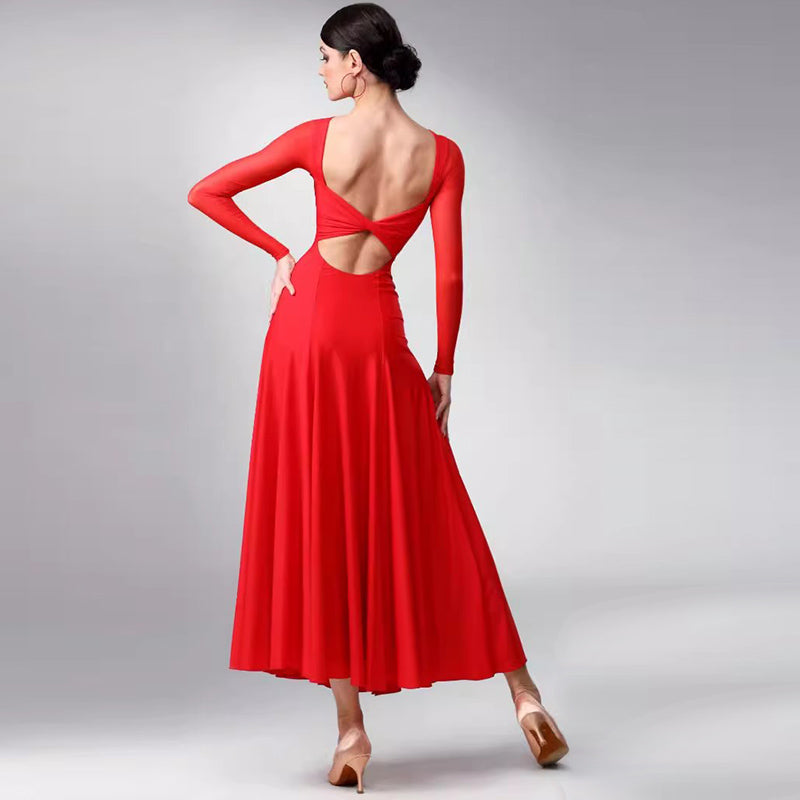 TID Customisable Women's Long Sleeve Dance Dresses Performance Competition Dancewear