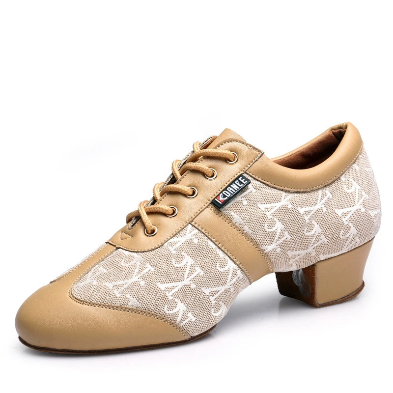 KCDANCE Women's Leatherette 3.5cm Heel With Lace-up Teaching & Practice Dance Shoes