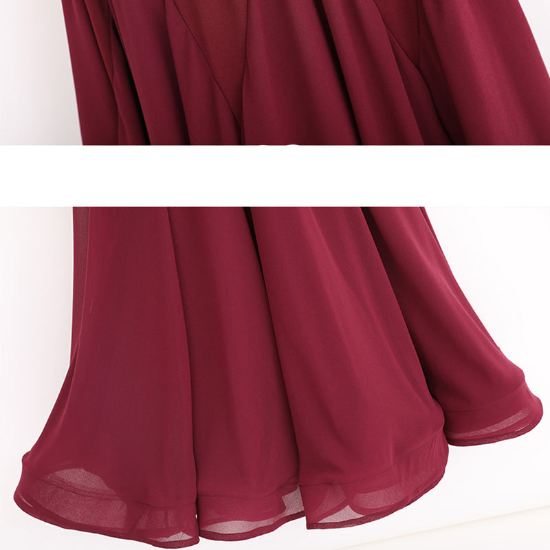 MEIYU Women's Synthetic Silk Round Neck Diamonds Waltz Modern Ballroom Dance Dress Competition Dresses