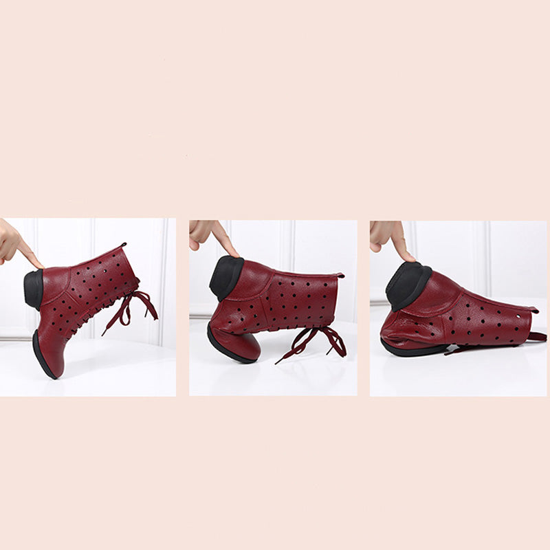 Women's Faux Leather Lace-up Dance Boots Training Practice Dance Shoes Jazz Dance