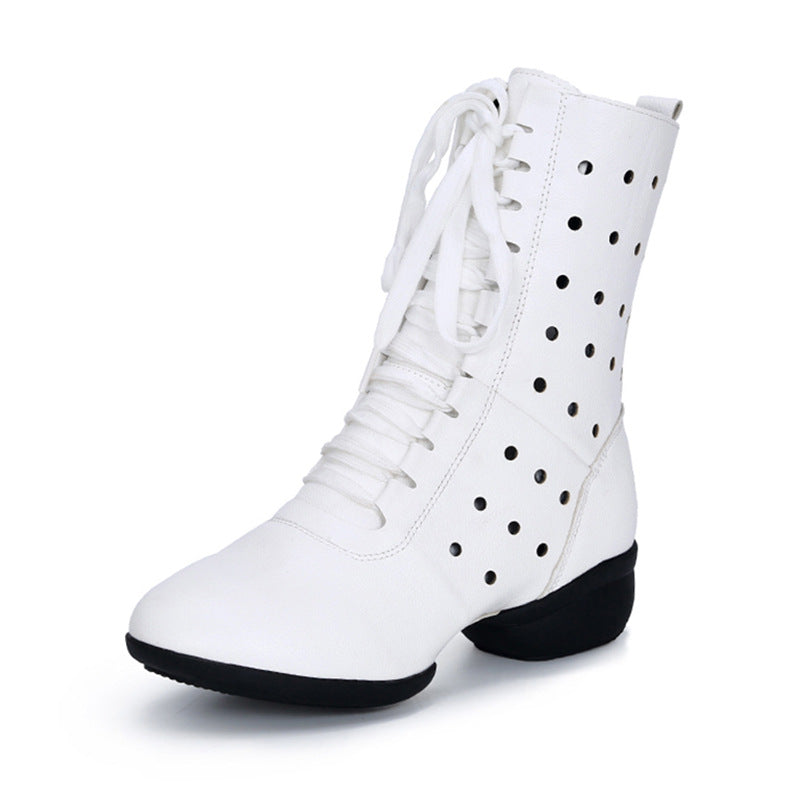 Women's Faux Leather Lace-up Dance Boots Training Practice Dance Shoes Jazz Dance