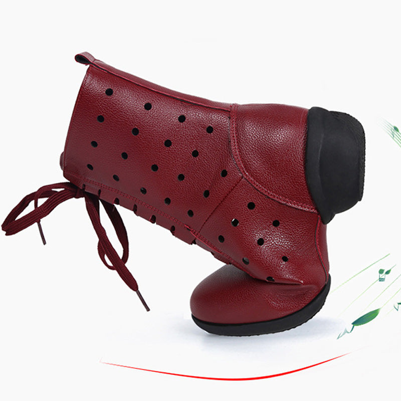Women's Faux Leather Lace-up Dance Boots Training Practice Dance Shoes Jazz Dance