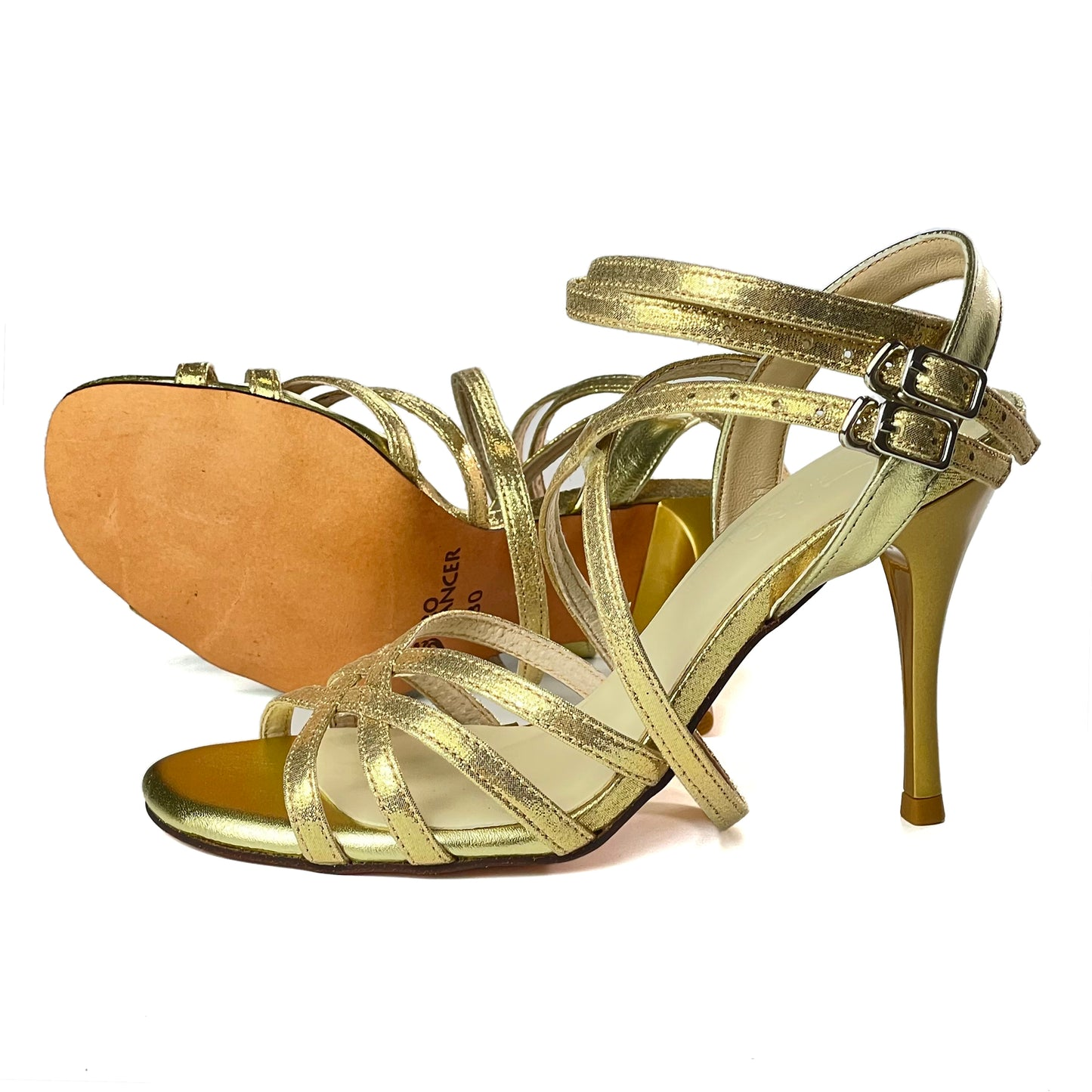 SHJ Women's Gold Real Leather 7.5cm/9.5cm Heels Dance Shoes Salsa Shoes Tango Shoes
