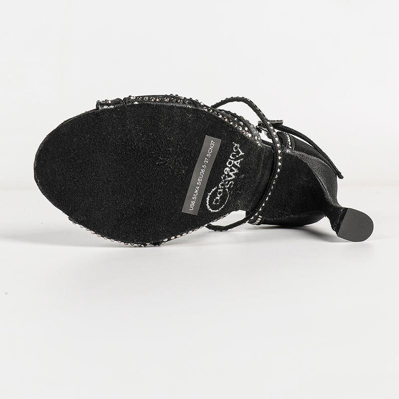 Women's Black Customized Heel Satin Salsa Dance Shoes Latin Dance Shoes
