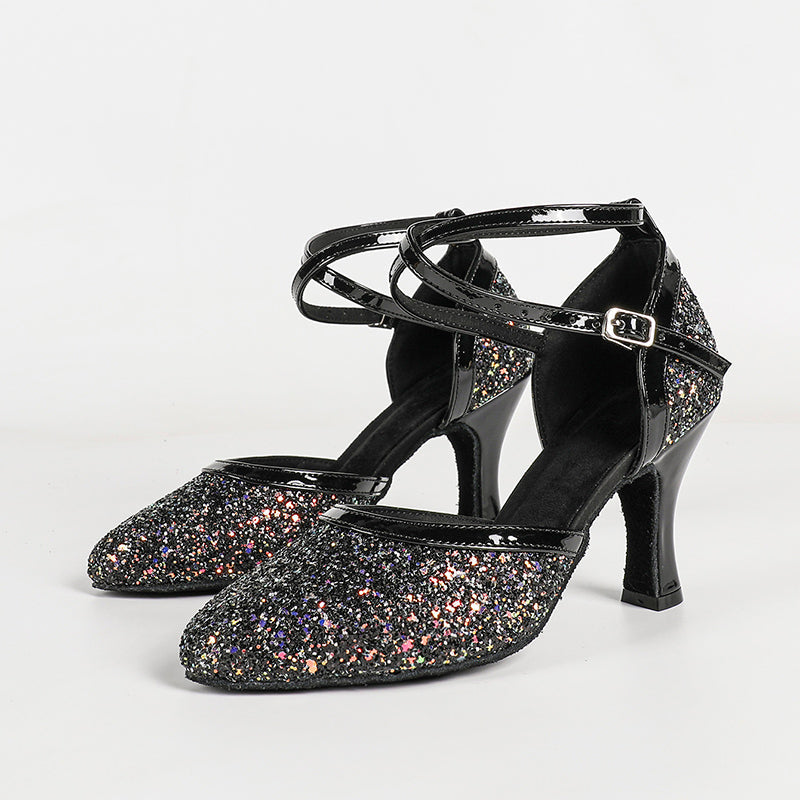 HW Women's  Sparkling Glitter Customized Heels Ballroom Dance Shoes Modern Shoes