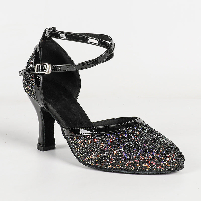 HW Women's  Sparkling Glitter Customized Heels Ballroom Dance Shoes Modern Shoes