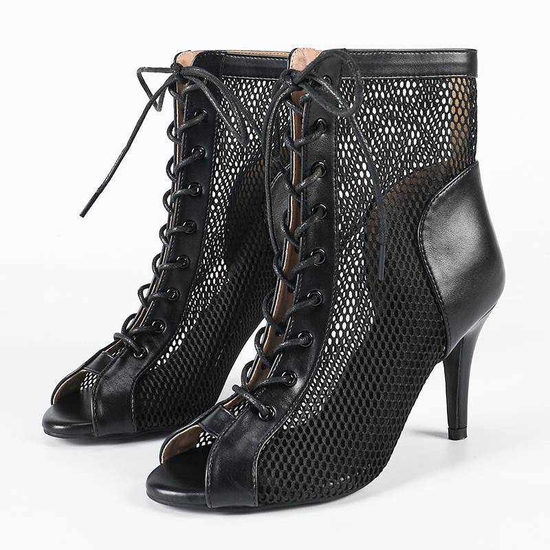 DS Women's Customized Heel Leatherette Rubber Sole Heels Dance Boots Jazz Street Sole Dance Shoes