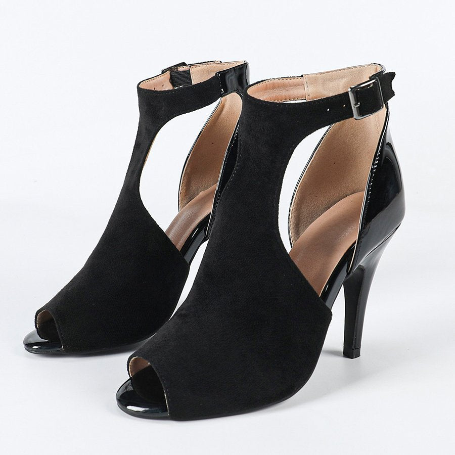 DS Women's PU Suede Customized Heel Rubber Sole Dance Boots Dance Shoes