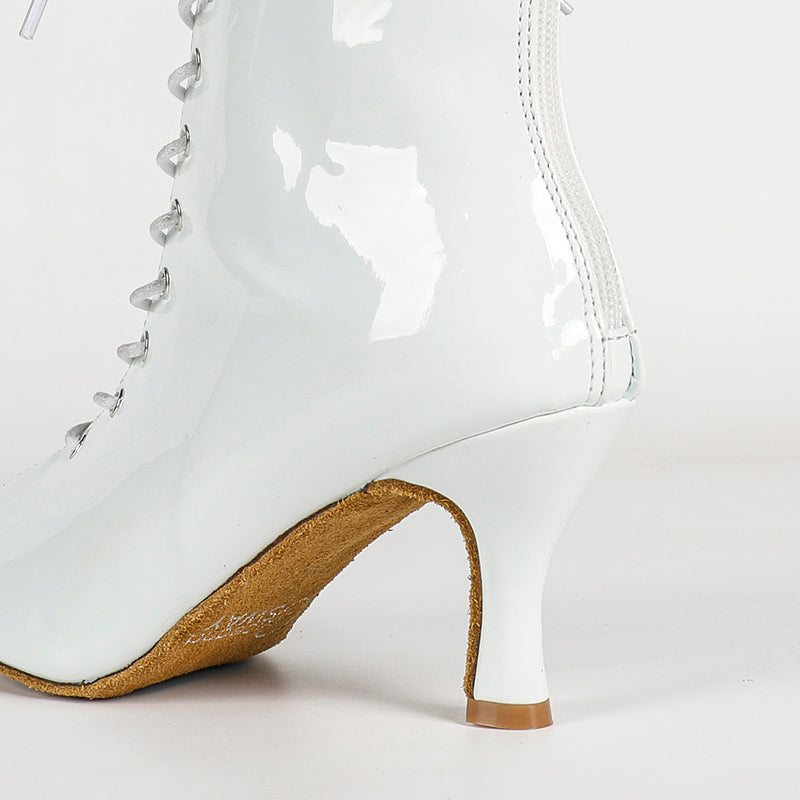 Women's PU Suede Sole White Customized Dance Heels Boots Jazz Salsa Dancing Shoes