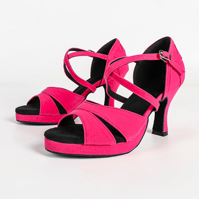 Women's Velvet Customized Heel Latin Shoes Ballroom Dance Shoes
