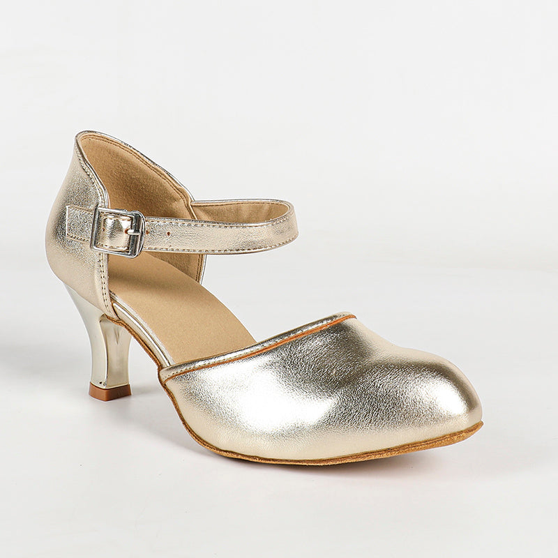 YW Women's Gold Real Leather 6cm/7.5cm Ballroom Dance Shoes Modern Dance Shoes