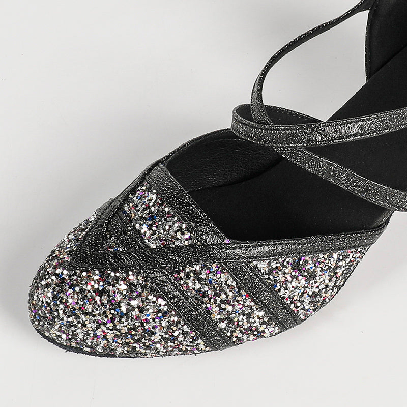YC Women's Sparkling Glitter Customized Heels Ballroom Dance Shoes Modern Shoes